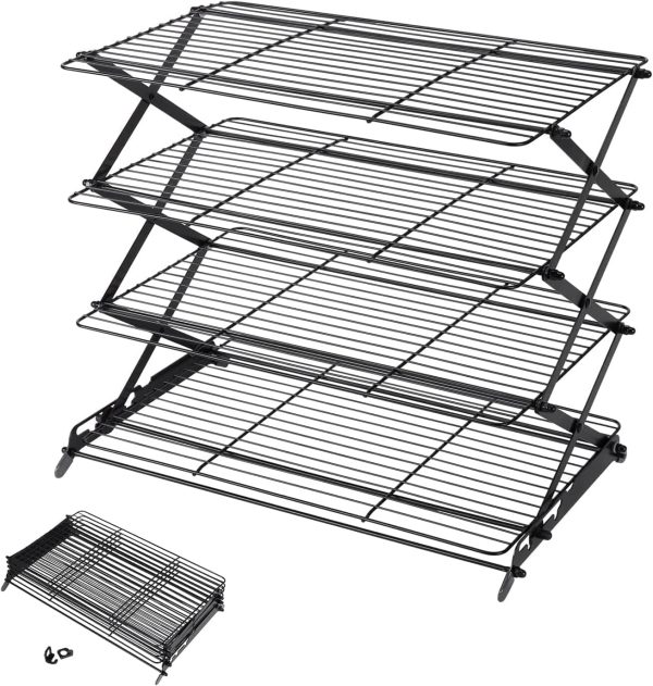 Geesta 4 Tier Cooling Rack Collapsible Black Baking-0