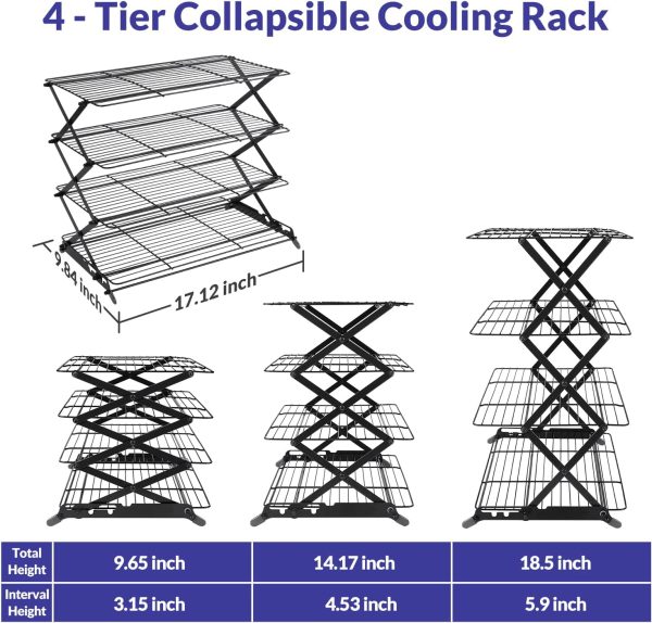 Geesta 4 Tier Cooling Rack Collapsible Black Baking-1