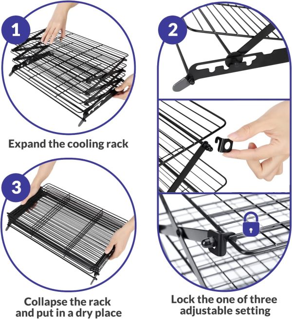Geesta 4 Tier Cooling Rack Collapsible Black Baking-2