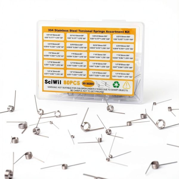 Torsion Spring Assortment 20 Sizes 304 Stainless 80pcs SciWil TSP-001-0
